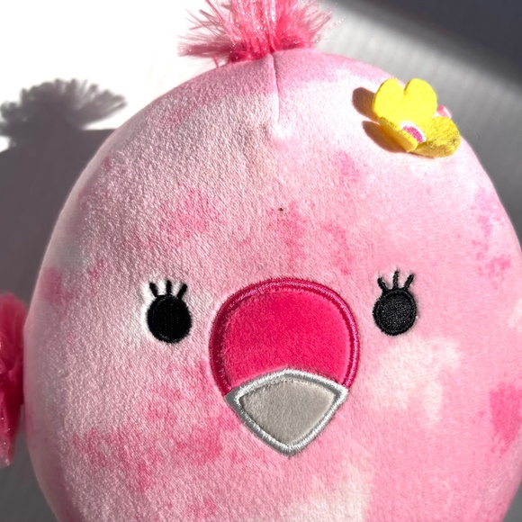 Squishmallows Cookie The Pink Flamingo Plush Flower Pillow Tie Dye Kellytoy 7" - Picture 4 of 9